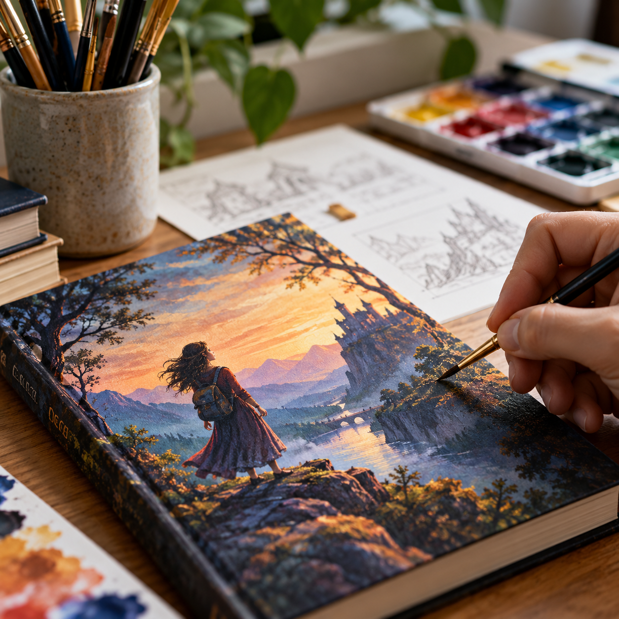 Custom illustrated book cover artwork example