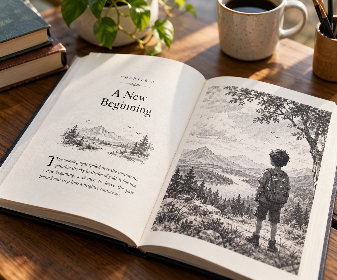 Custom interior book illustration example